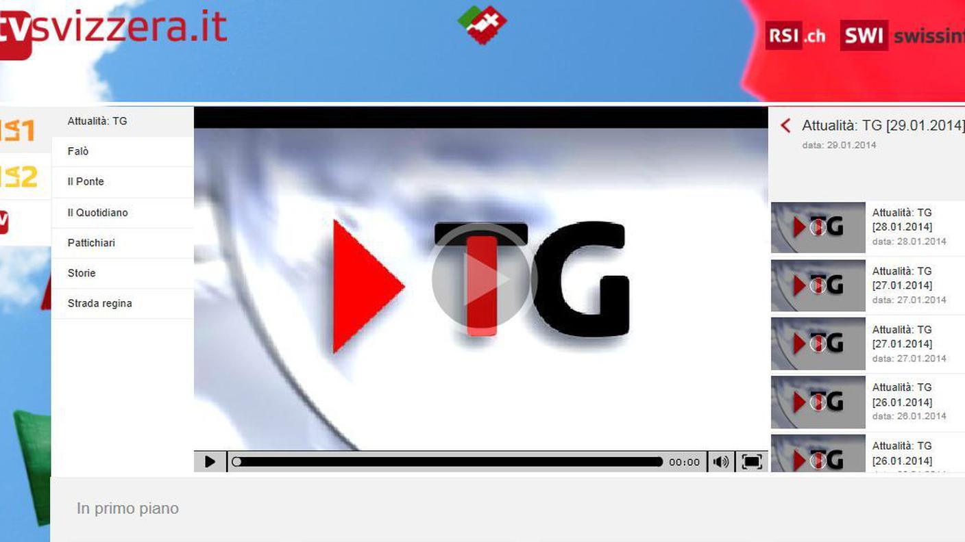 La homepage di tvsvizzera.it