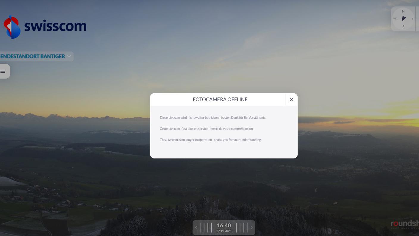 La webcam sul Bantiger è stata disattivata il 27 novembre
