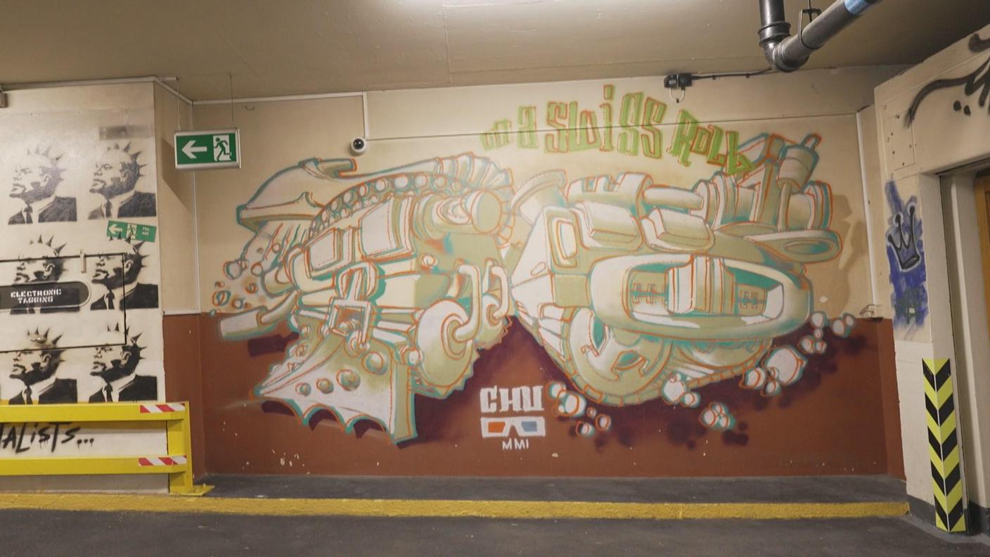 Anche CHU ha fatto graffiti nel parcheggio dell'ambasciata svizzera