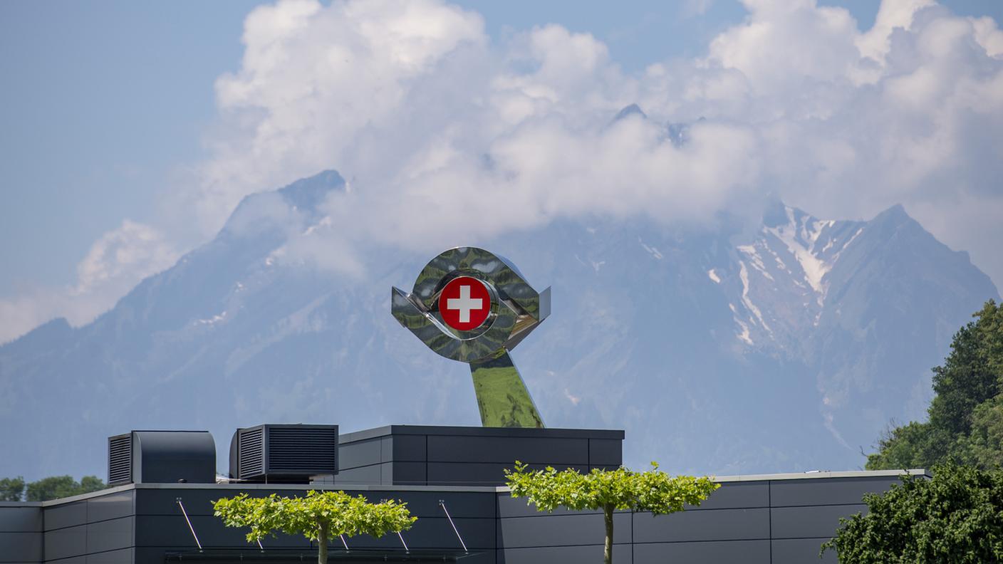 Il logo della Thermoplan alla sede centrale e stabilimento produttivo a Weggis, nel canton Lucerna