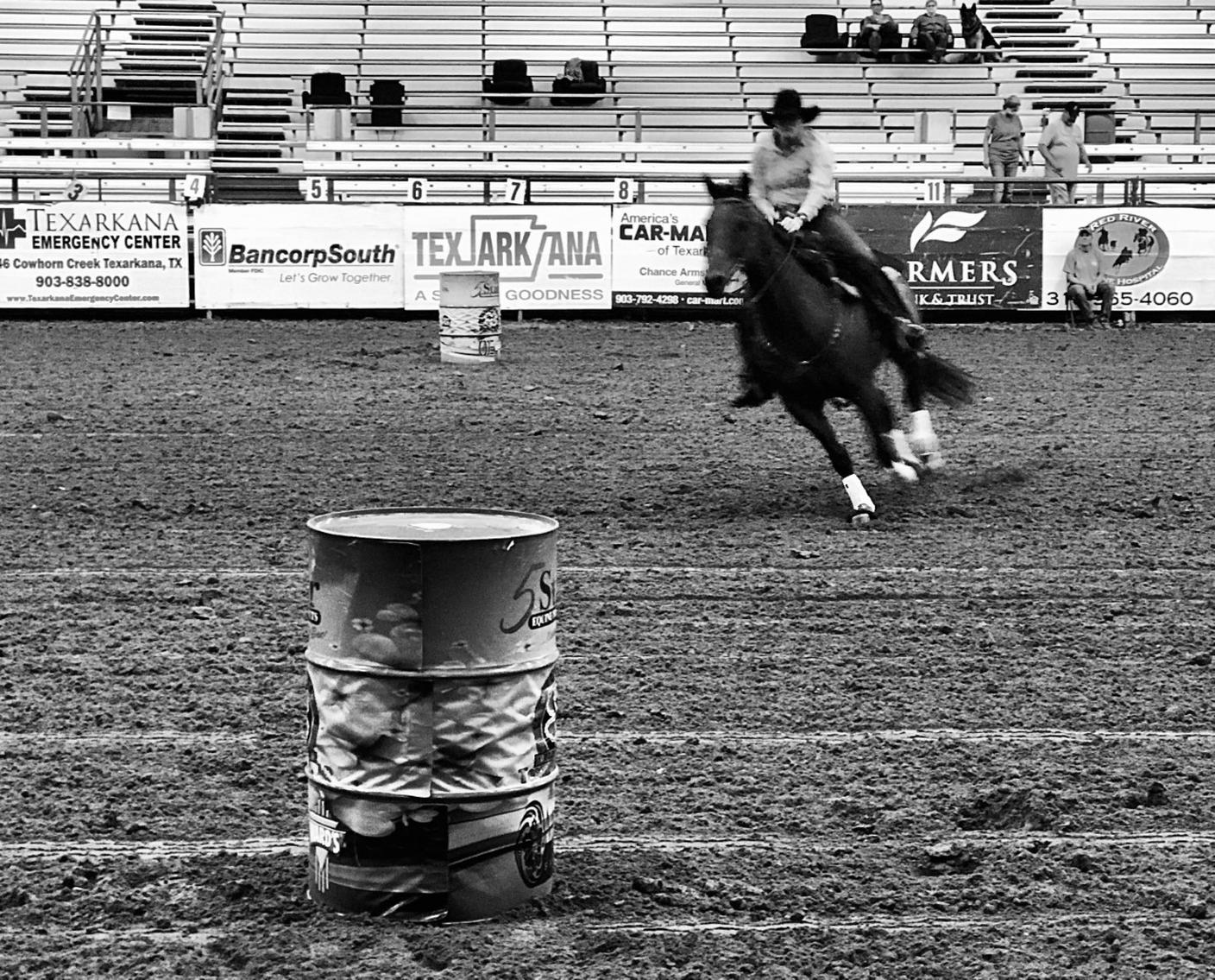 Il barrel racing: cavallo e cavaliere in corsa sfrenata per completare il percorso il più velocemente possibile