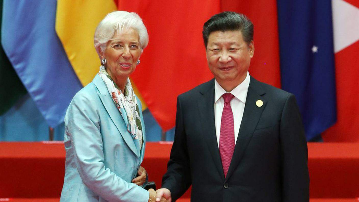 Christine Lagarde con il presidente cinese Xi Jinping