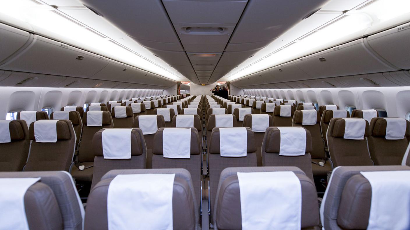 L'interno di un 777 di Swiss