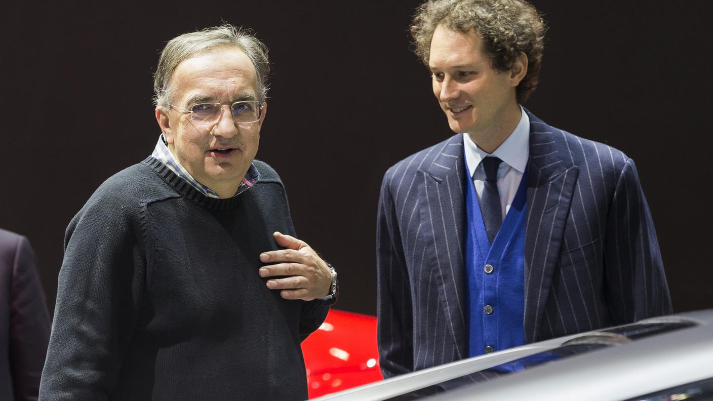 Marchionne e Elkann in visita al recente Salone dell'auto di Ginevra