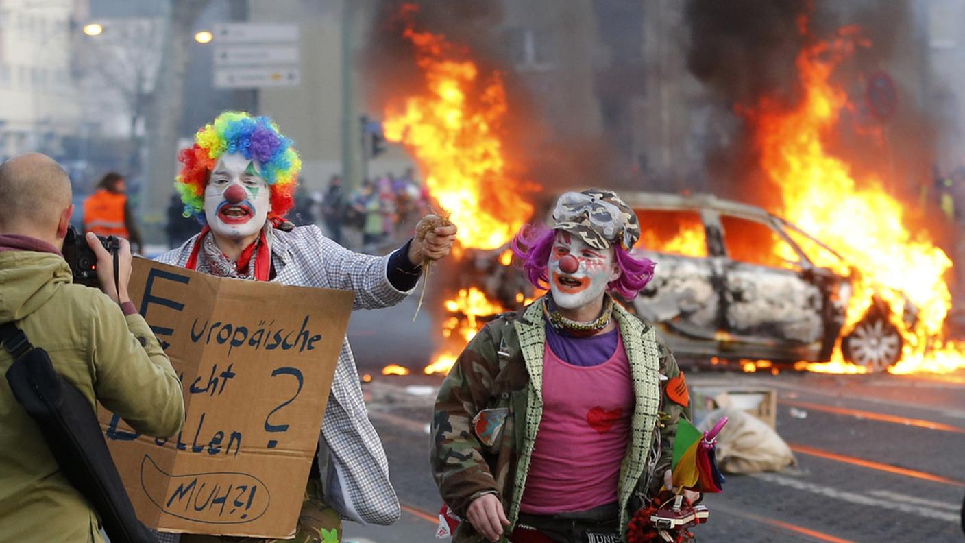 La politica della BCE non fa ridere i manifestanti