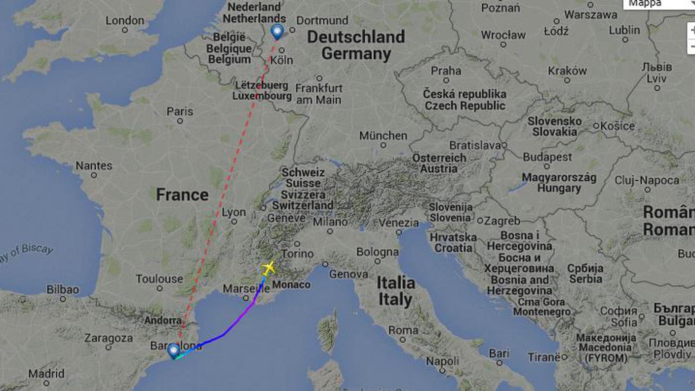 La rotta seguita dal volo 4U9525