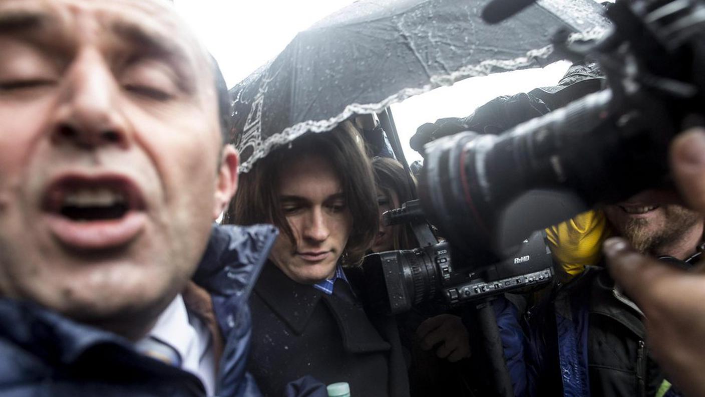 Sollecito in un'immagine scattata al momento dell'arrivo in tribunale