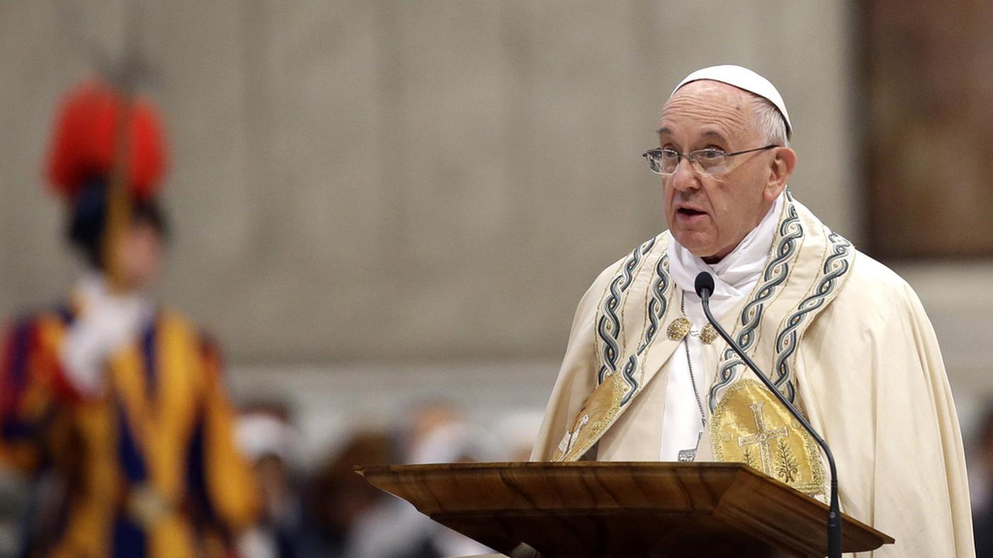 Papa Bergoglio durante la celebrazione