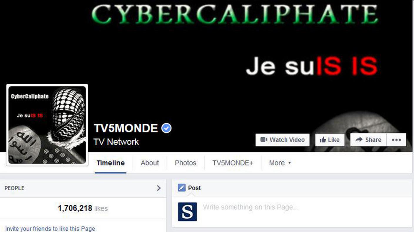 La pagina facebook di TV5 Monde durante l'attacco