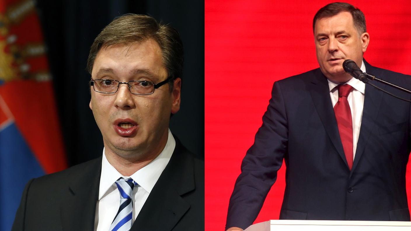 Vucic (s) e Dodik (d). Per i serbi Oric è un criminale di guerra