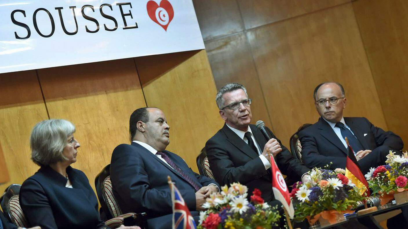 I ministri May, Gharsalli, de Maizière e Cazeneuve