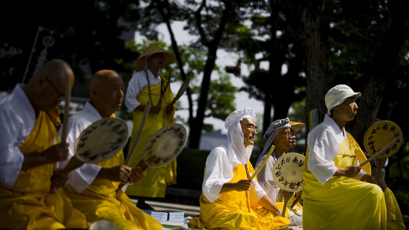 La cerimonia di commemorazione a Hiroshima