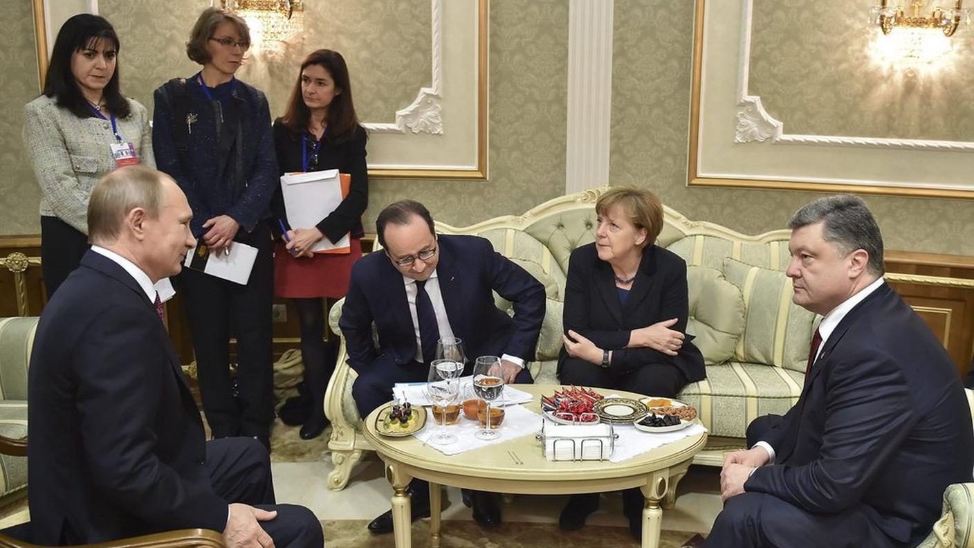 Putin, Hollande, Merkel e Poroshenko in un precedente incontro