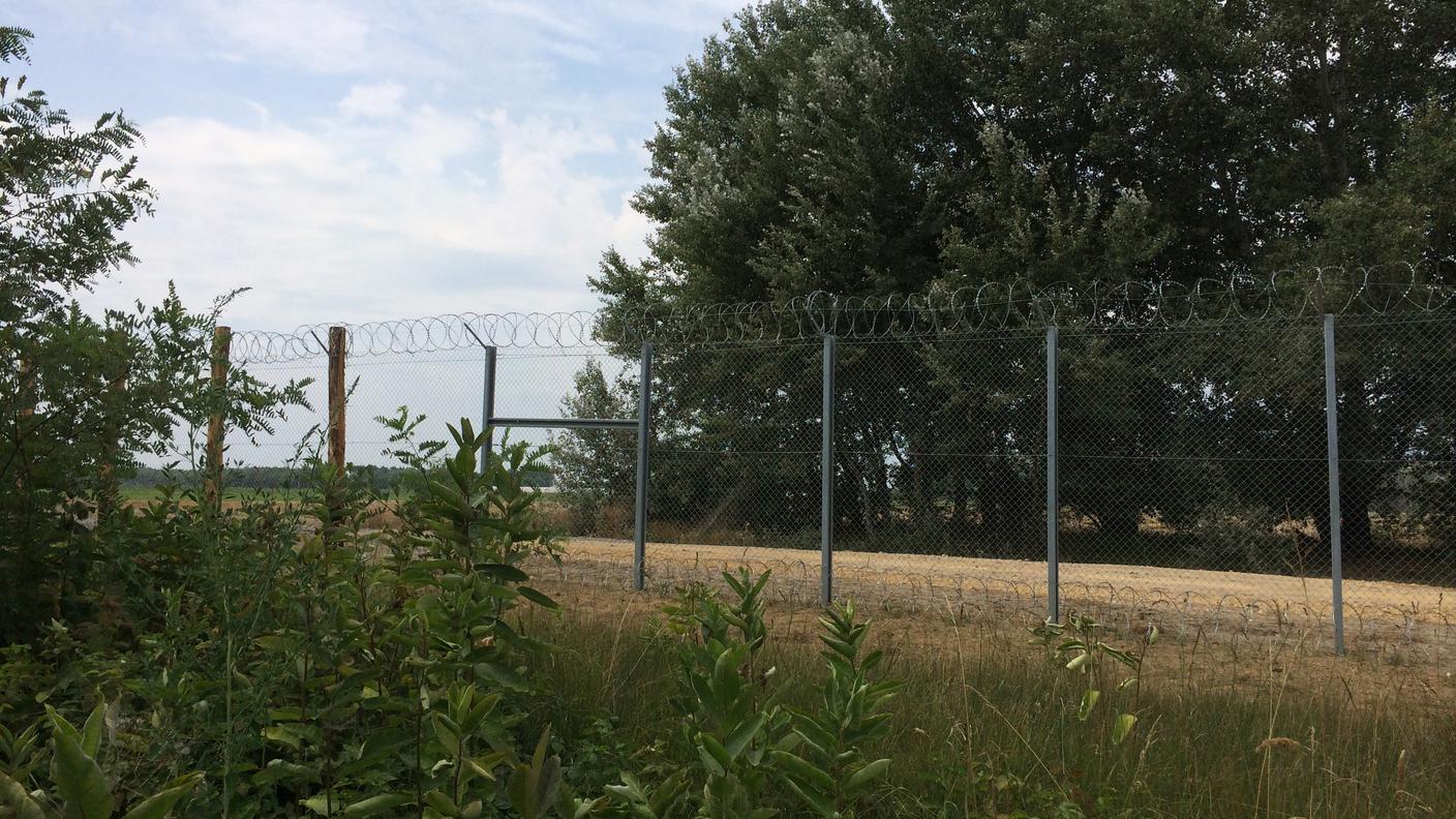 Il muro con il filo spinato costruito dall'Ungheria