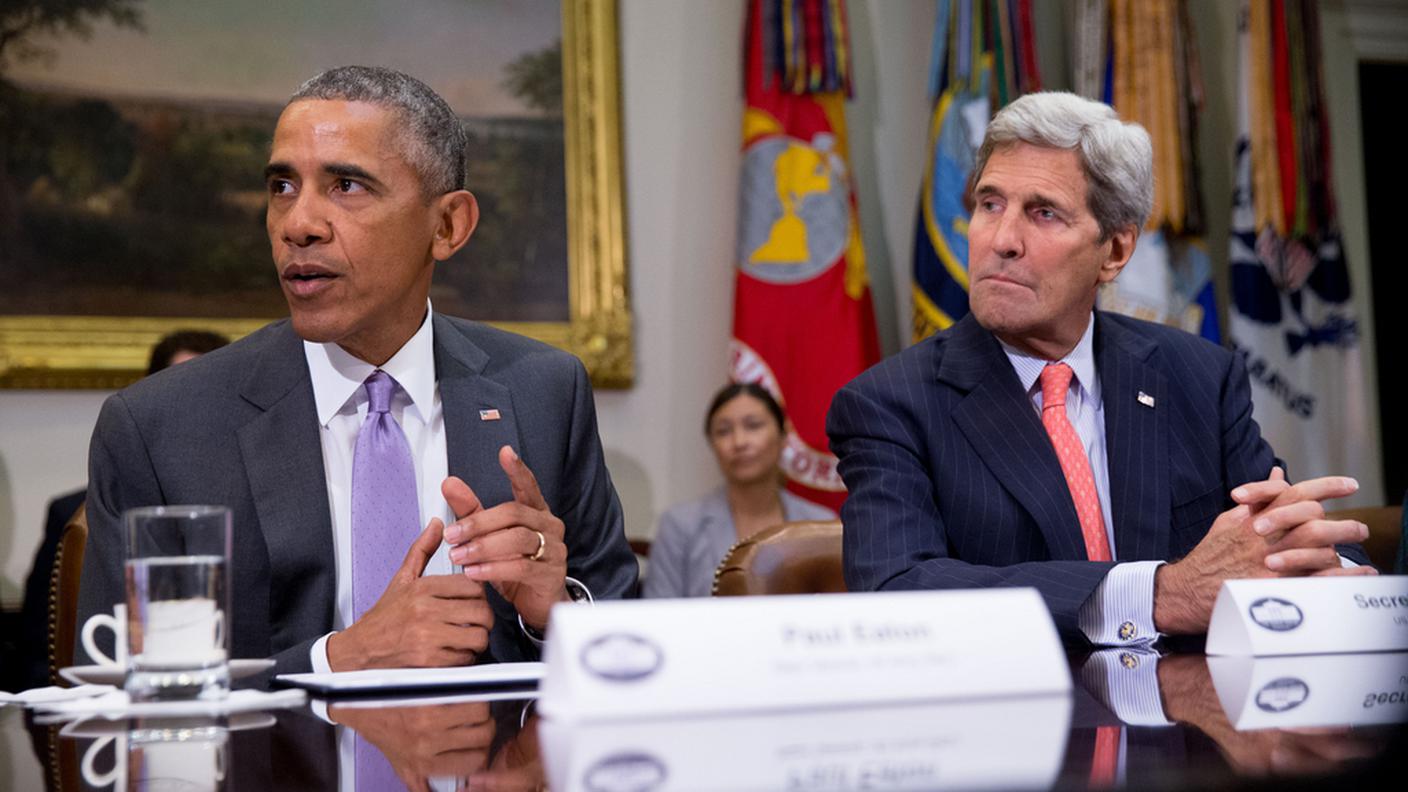 Il presidente Obama con il segretario di Stato John Kerry