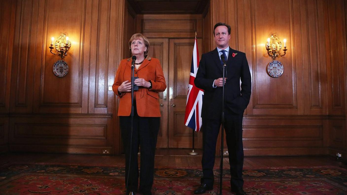 La Cancelliera tedesca con David Cameron, nel 2012