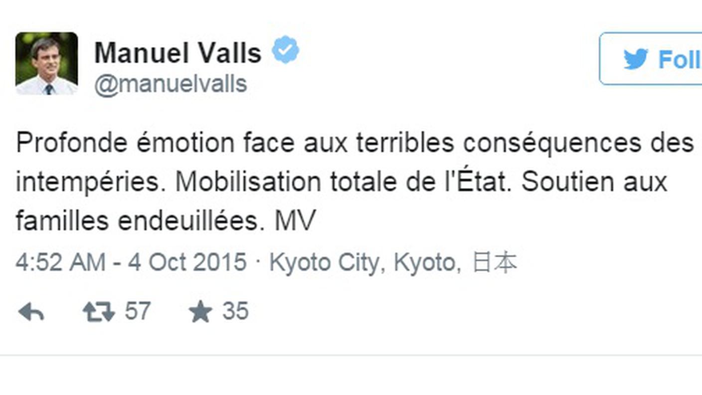 Il tweet di Valls