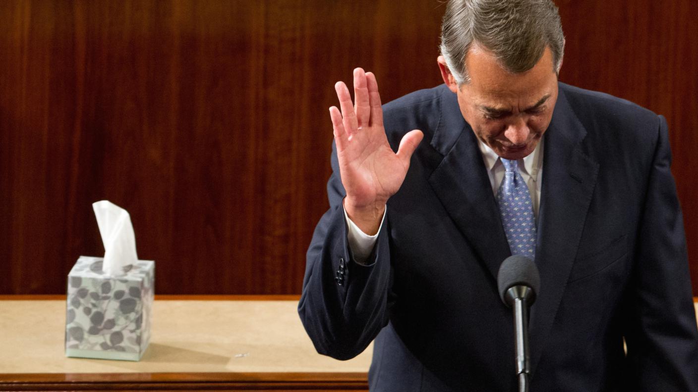 Boehner aveva portato i fazzoletti. Gli sono serviti
