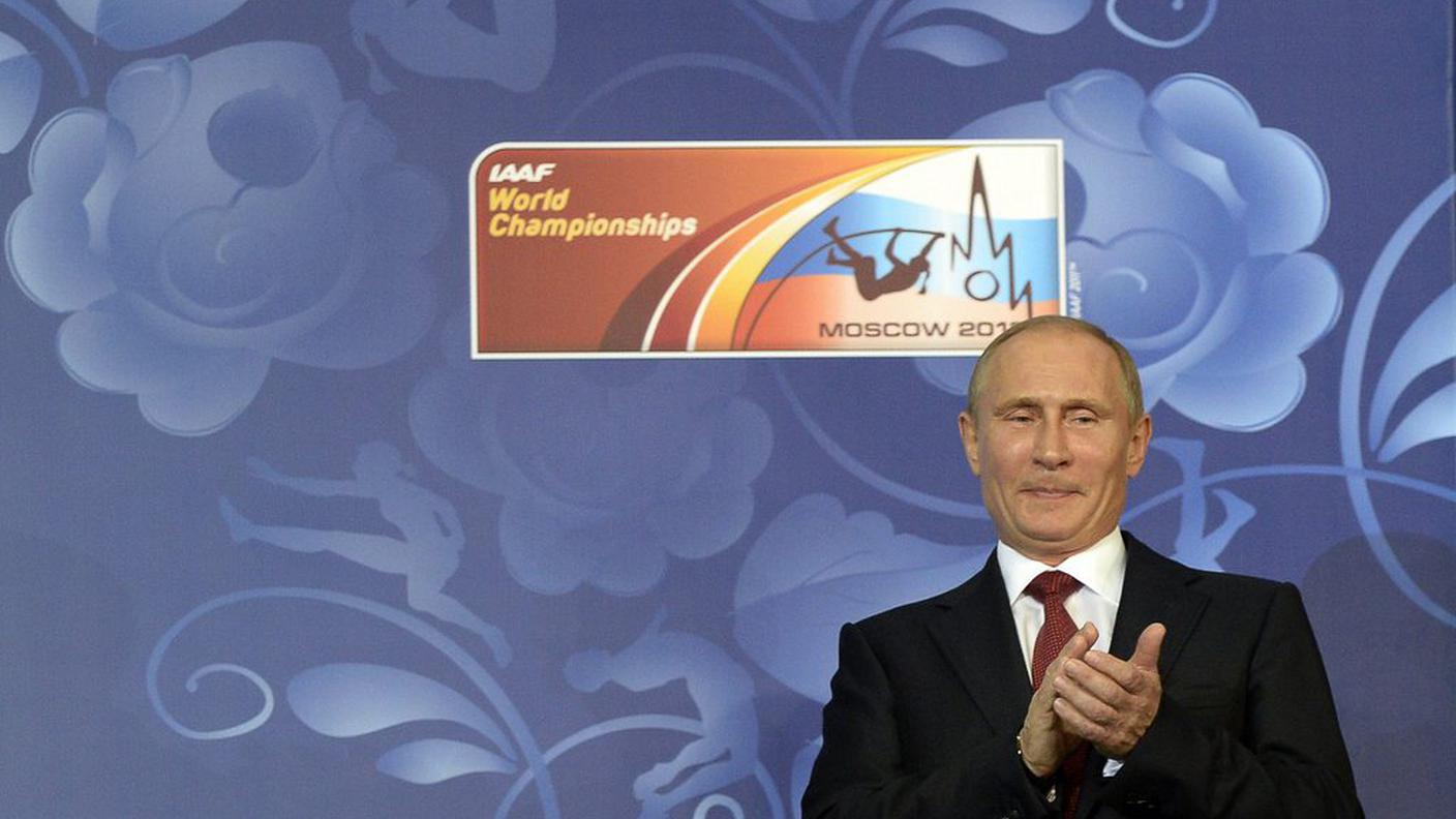 Putin all'apertura dei Mondiali di atletica 2013, che si erano svolti a Mosca