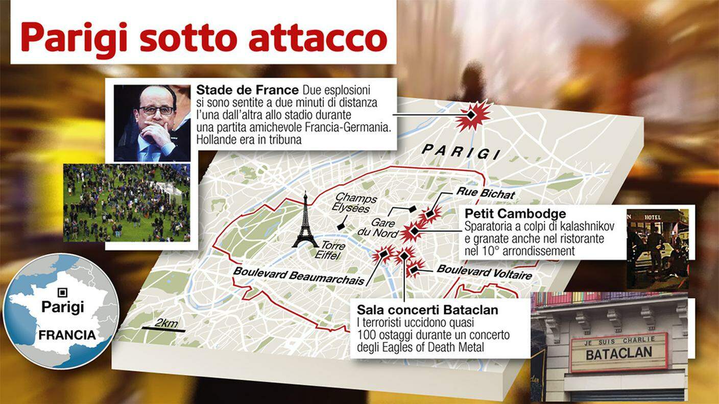 La mappa degli attacchi a Parigi