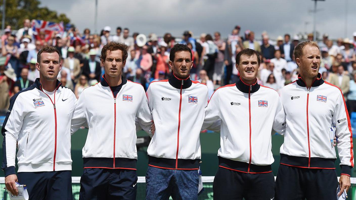 La squadra britannica di Davis, fotografata prima dei quarti di finale a Londra contro la Francia