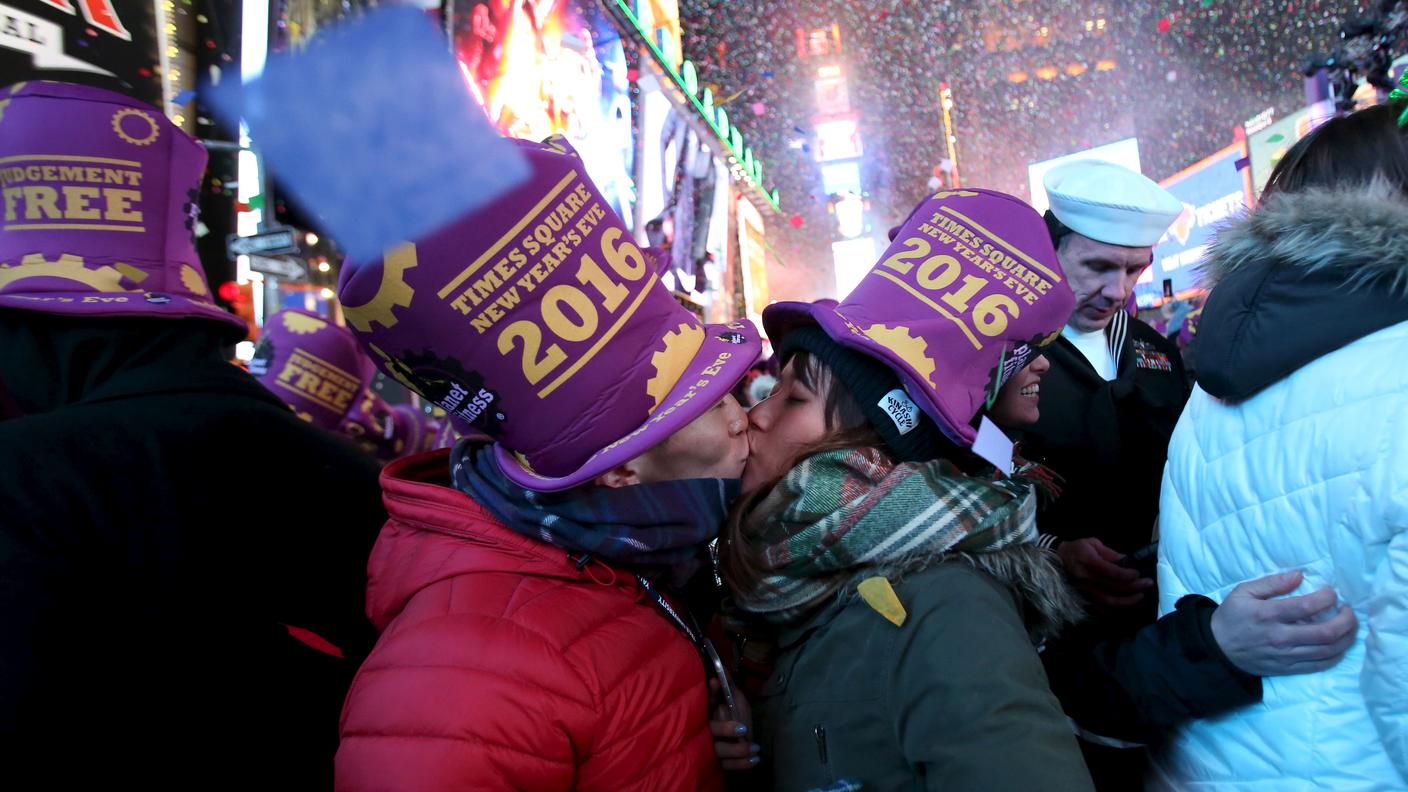 Bacio a Times Square, New York
