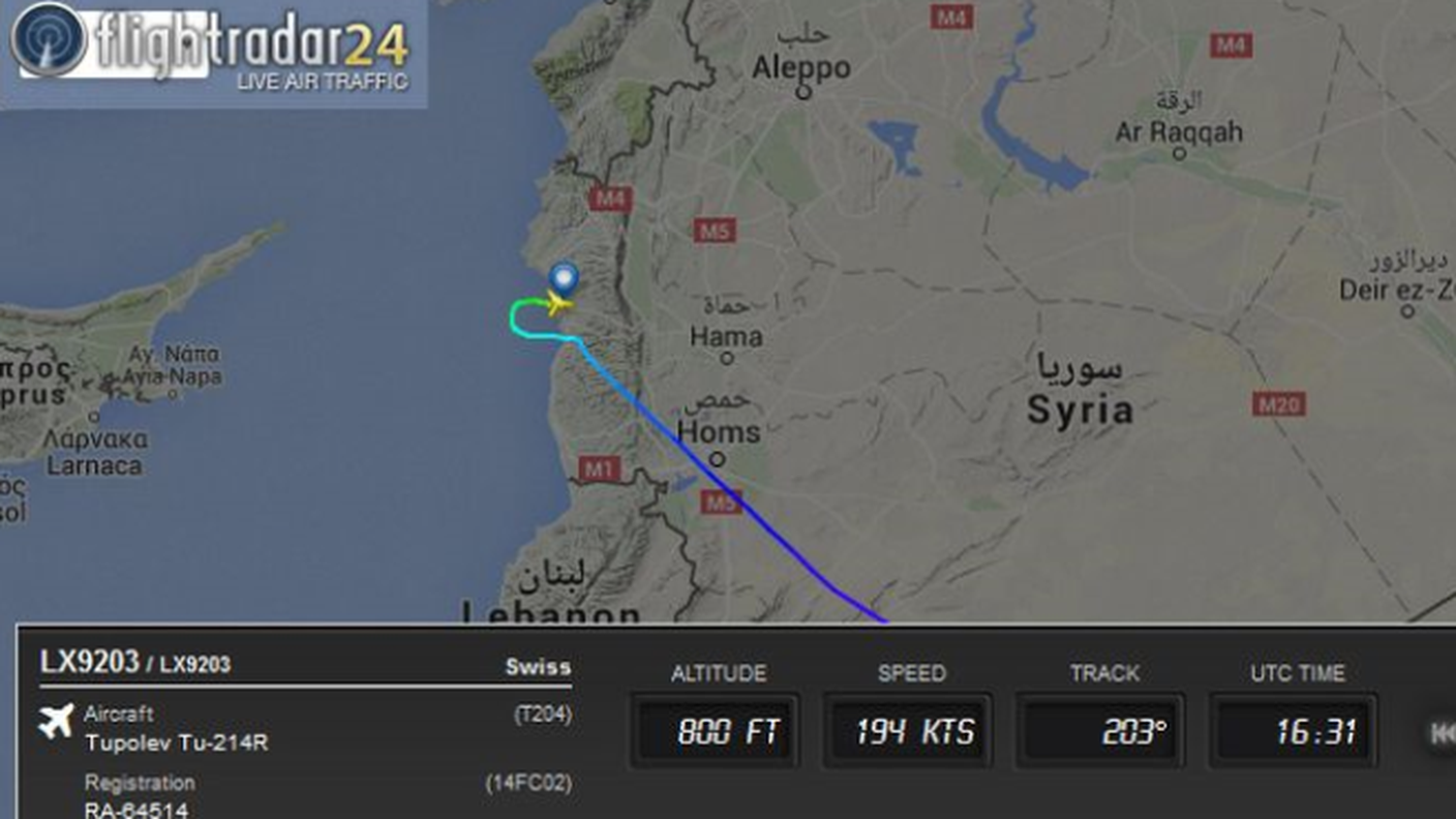 Il tracciato del volo registrato da Flightradar24