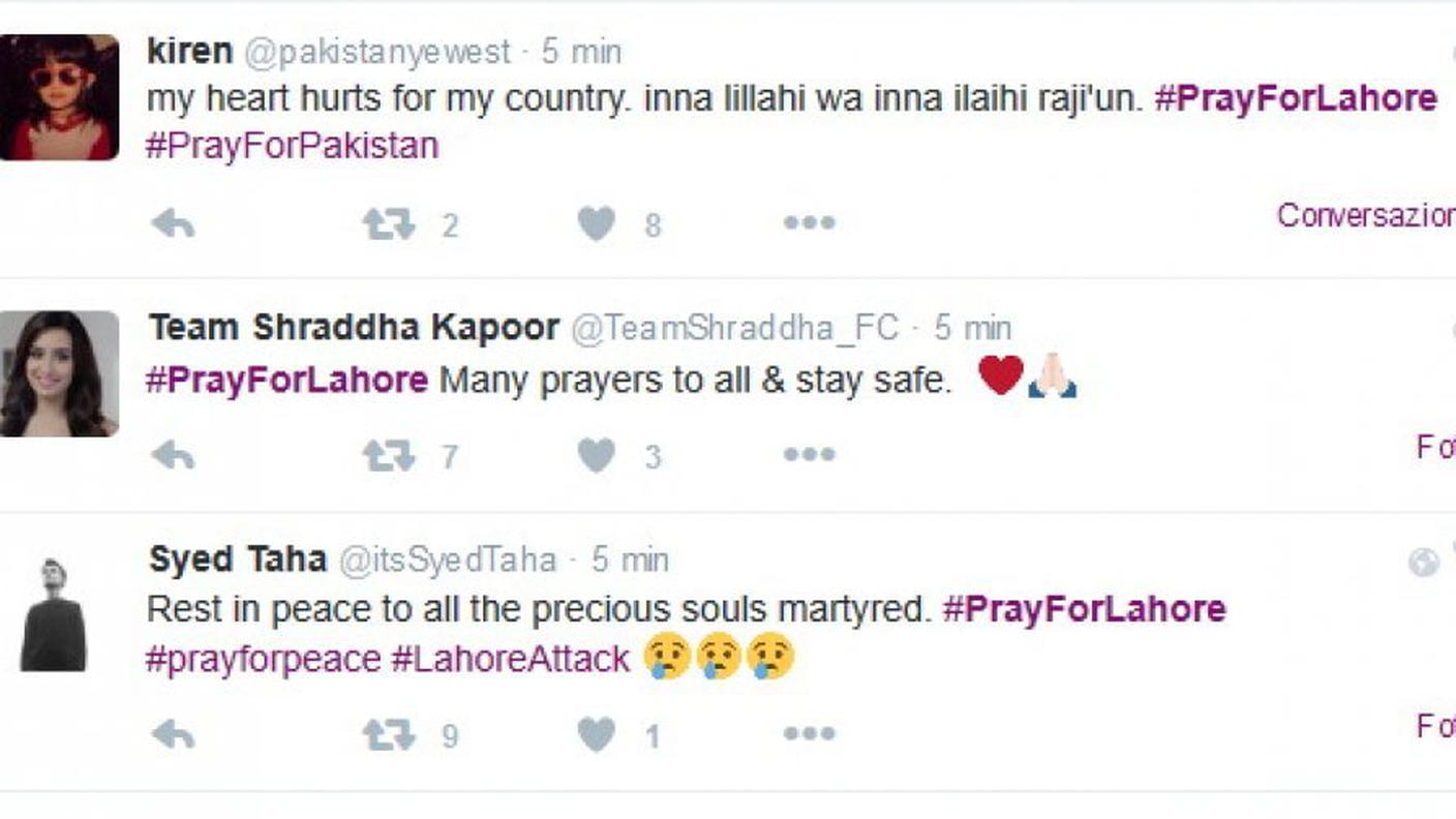 Hashtag e simbolo #prayforlahore, solidarietà e vicinanza alle vittime della strage