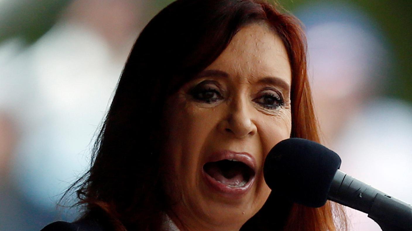 Cristina Kirchner durante il suo "comizio" a Buenos Aires mercoledì