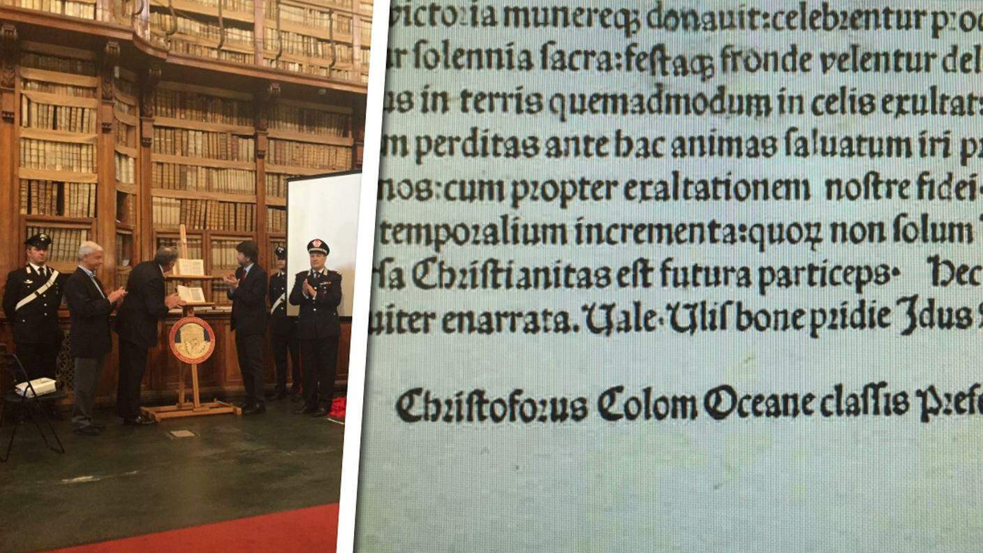 La lettera di Colombo dove annunciava la scoperta dell'America