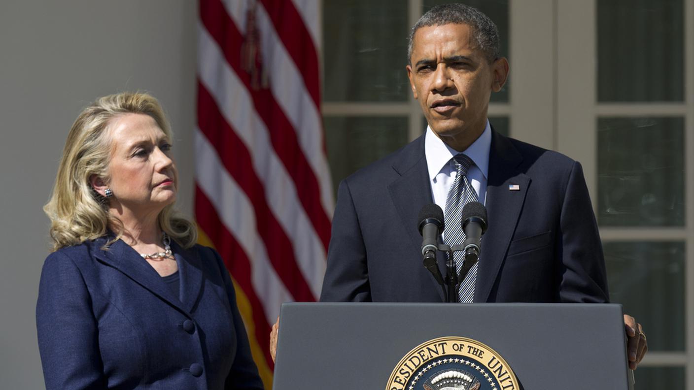 Il presidente Obama con l'ex segretaria di Stato Hillary Clinton
