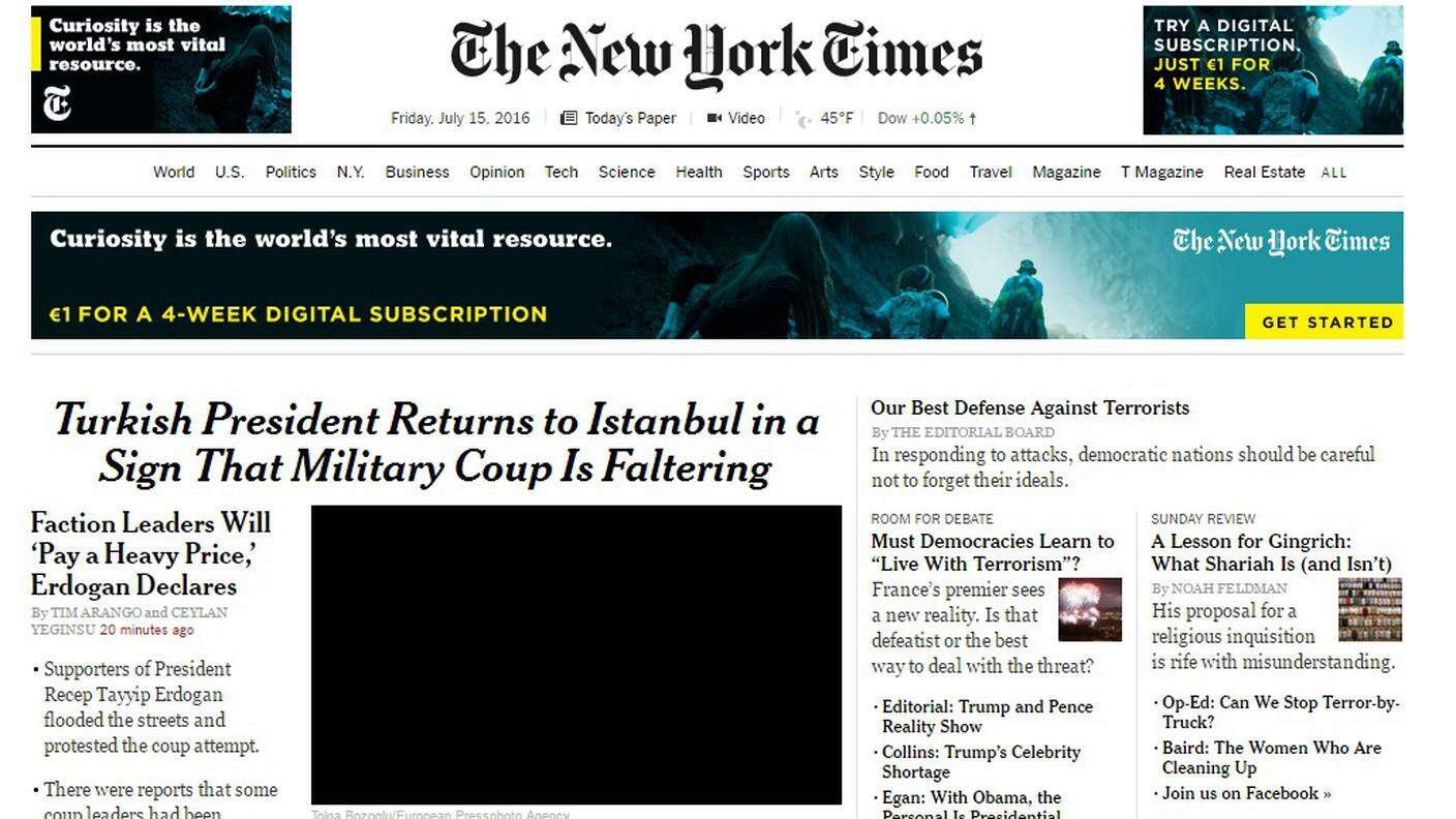 The New York Times (clicca sull'immagine per ingrandirla)