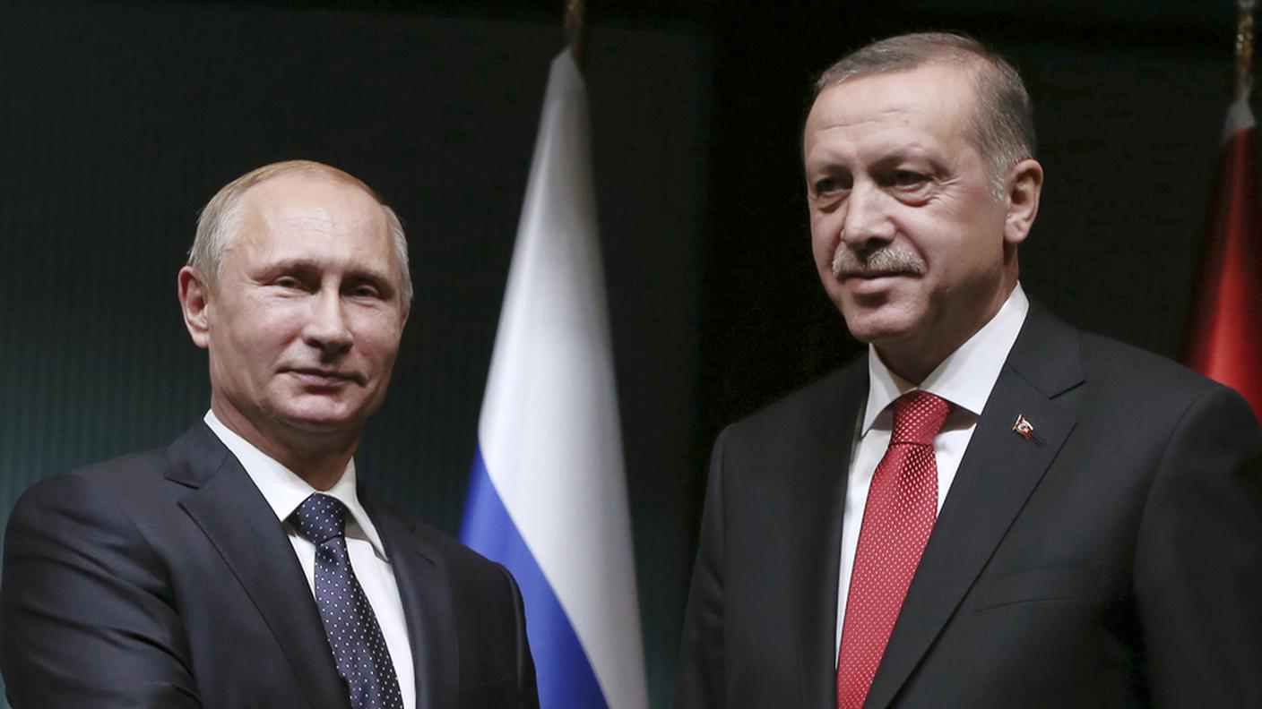 Il presidente russo Putin e il leader turco Erdogan (archivio)