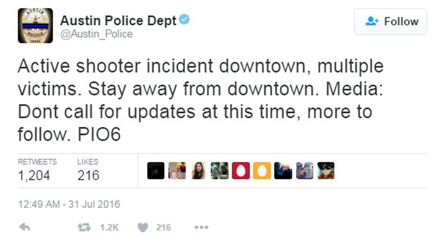 Il messaggio della polizia di Austin