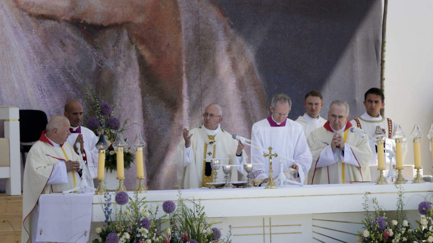 Papa Francesco durante la messa conclusiva della GMG a Cracovia
