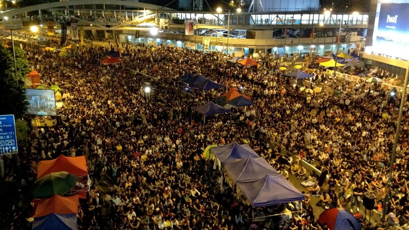 La zona di Causeway bay durante le proteste del 2014...