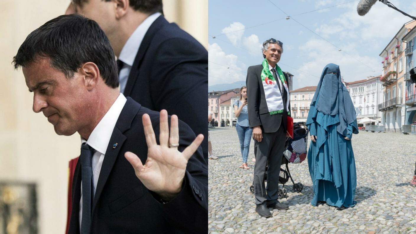 Il premier francese Manuel Valls (s) e Rachid Nekkaz (d)