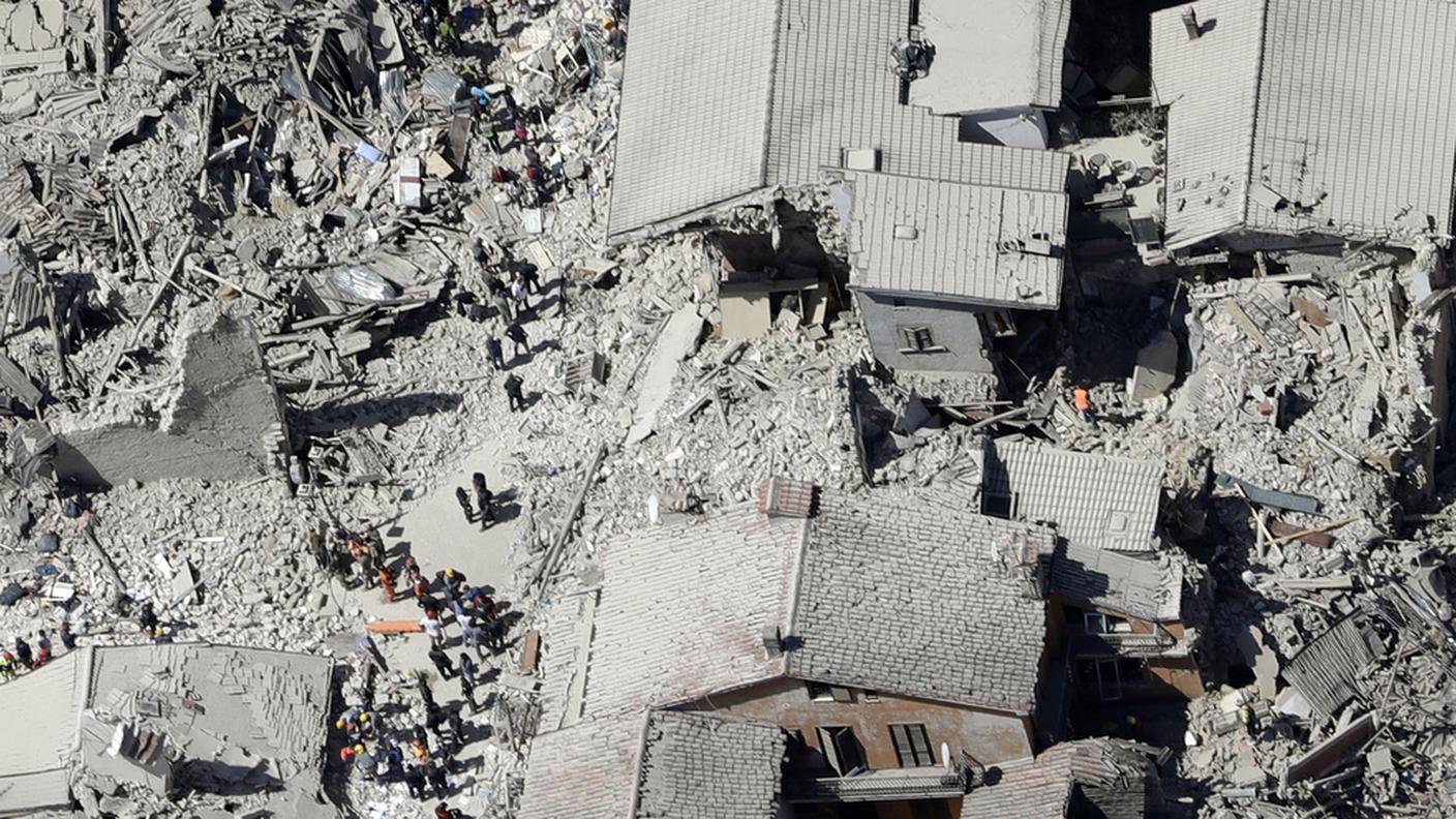 Il centro storico di Amatrice visto dall'alto