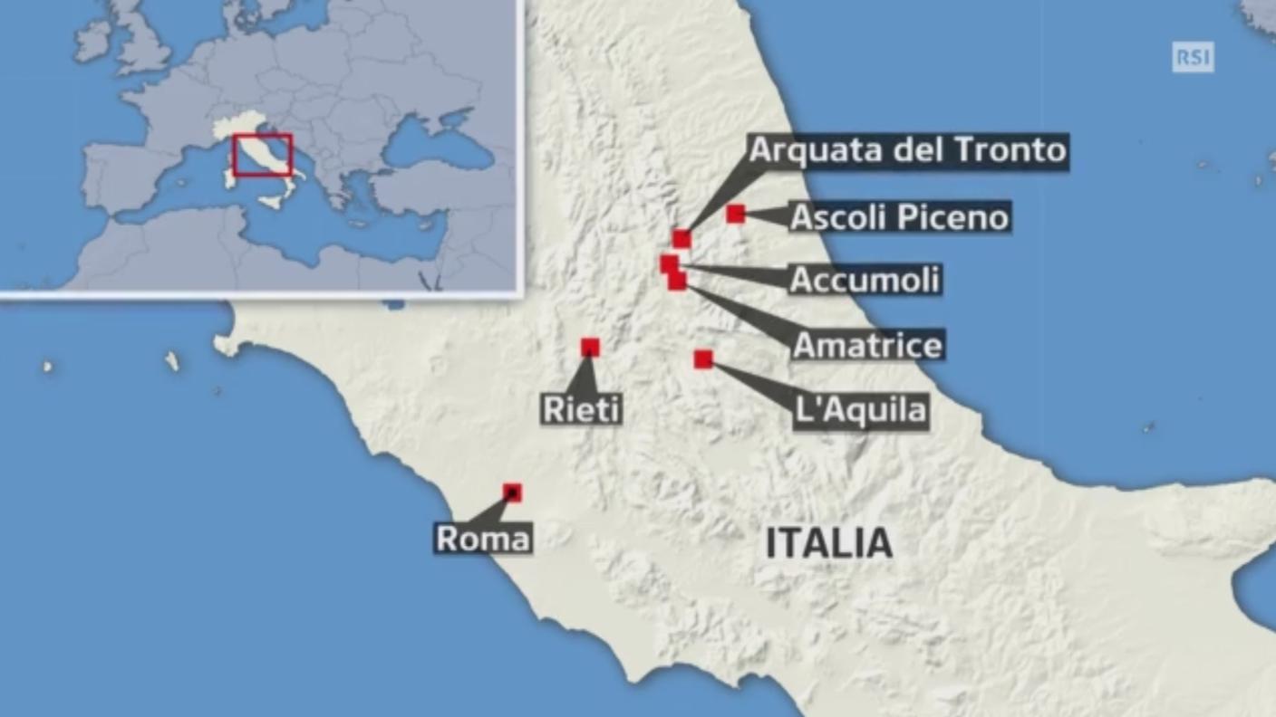 Le località colpite dal sisma