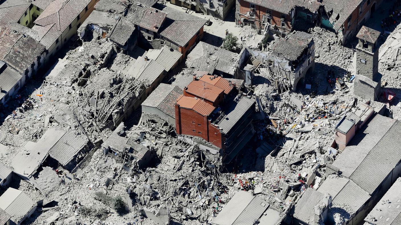 Centro storico di Amatrice distrutto