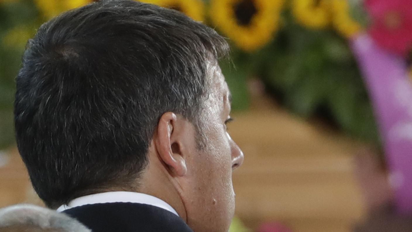 Matteo Renzi ai funerali di Stato delle vittime del terremoto in Italia