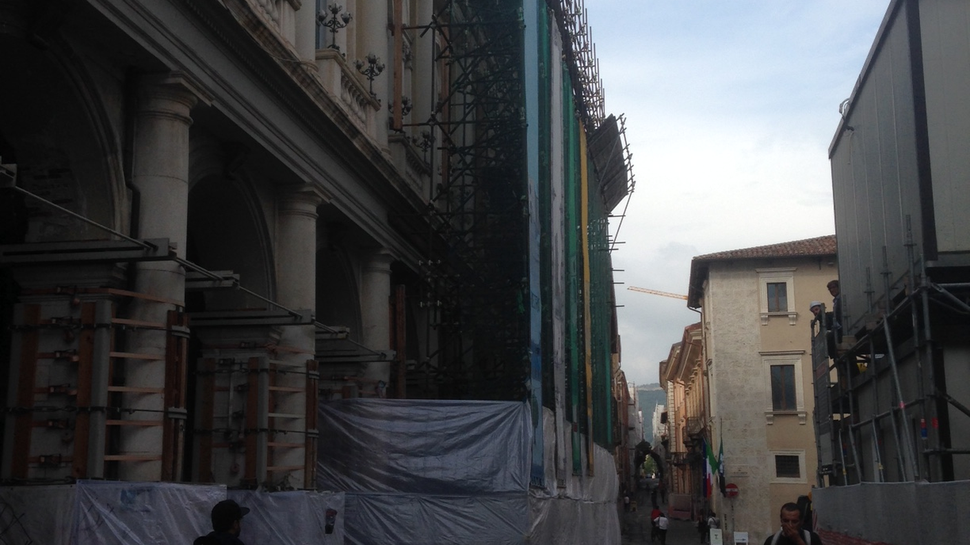 Cantieri nel centro dell'Aquila