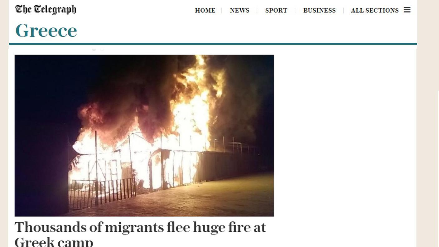 L'incendio di Lesbos sul Telegraph