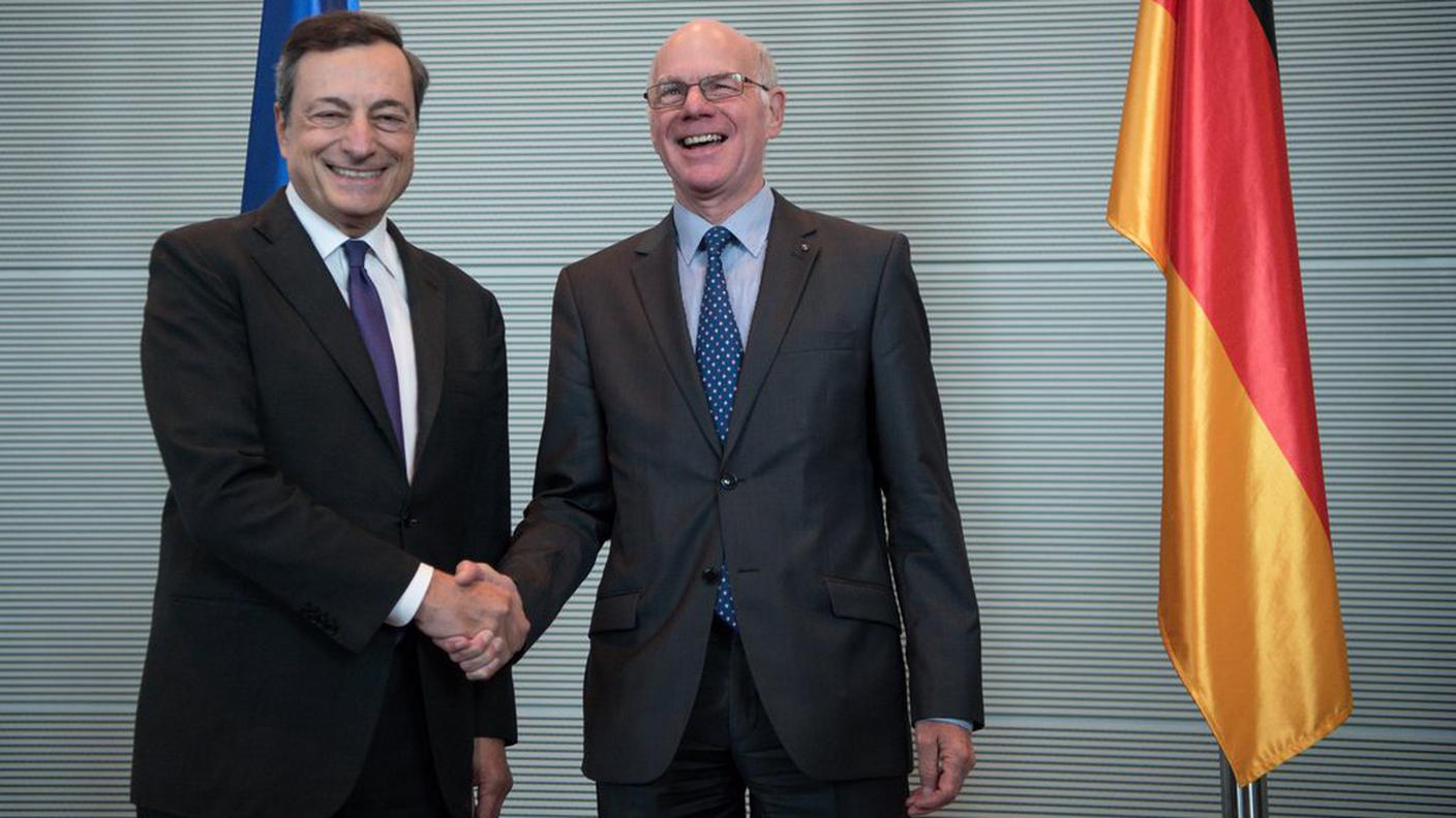 Mario Draghi con il presidente del Bundestag Norbert Lammert