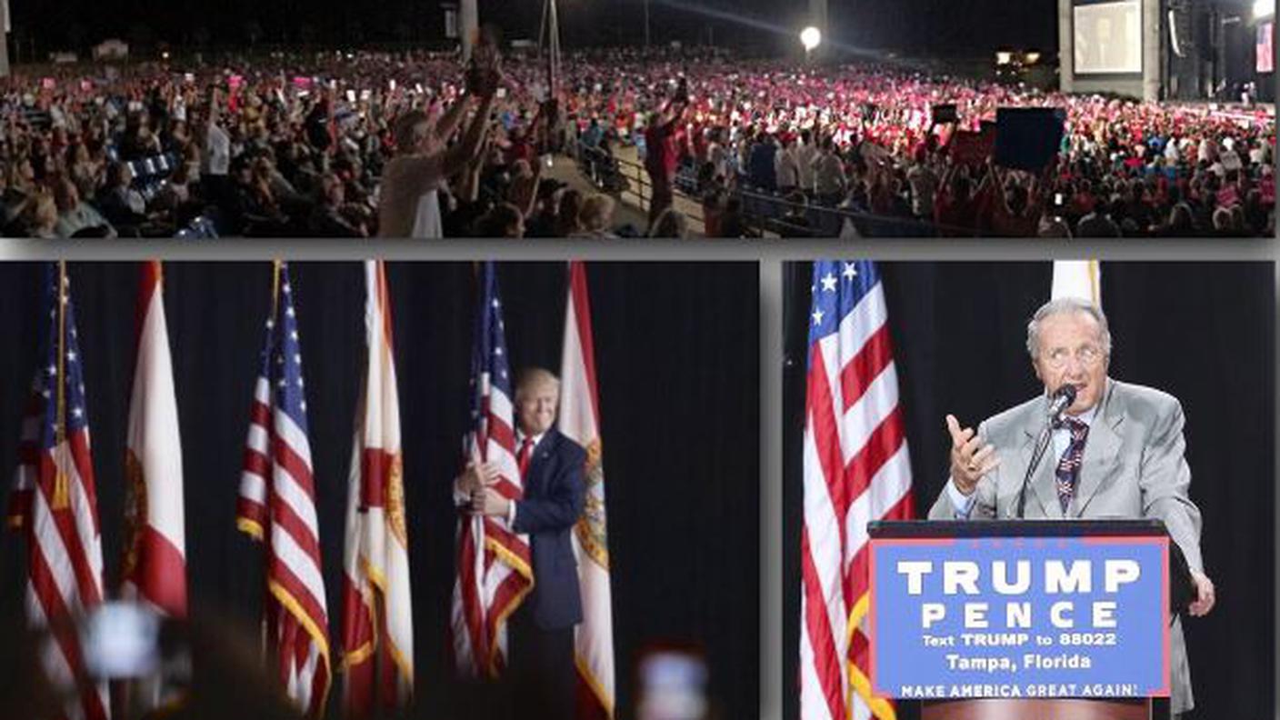 La folla presente a uno dei comizi di Trump in Florida