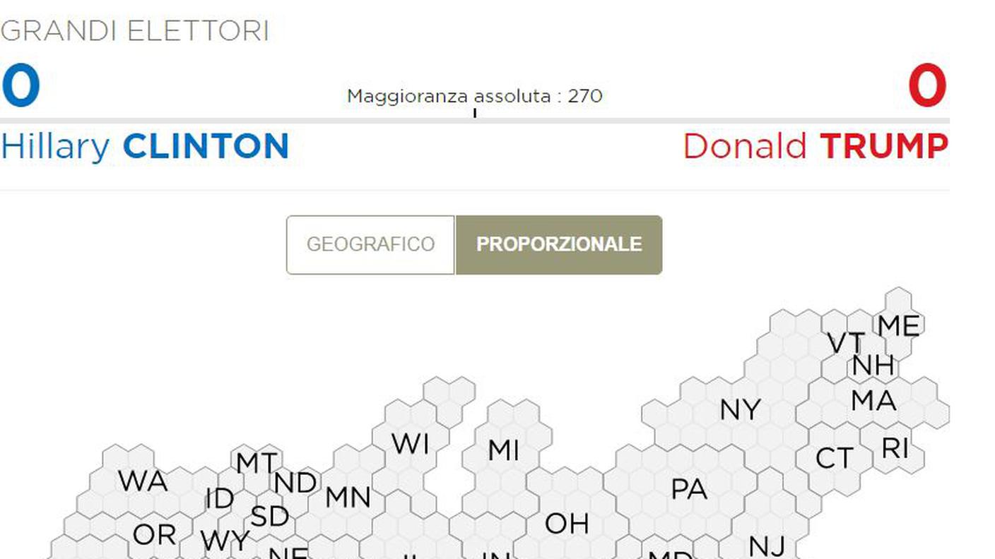 La mappa interattiva - Tutti gli Stati e tutti i grandi elettori in un clic
