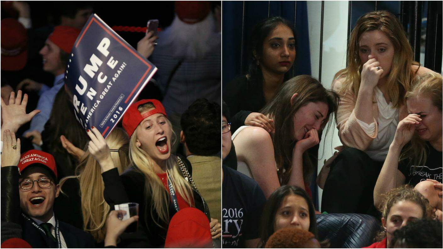 I sostenitori di Trump sono già in festa, quelli di Hillary non trattengono le lacrime