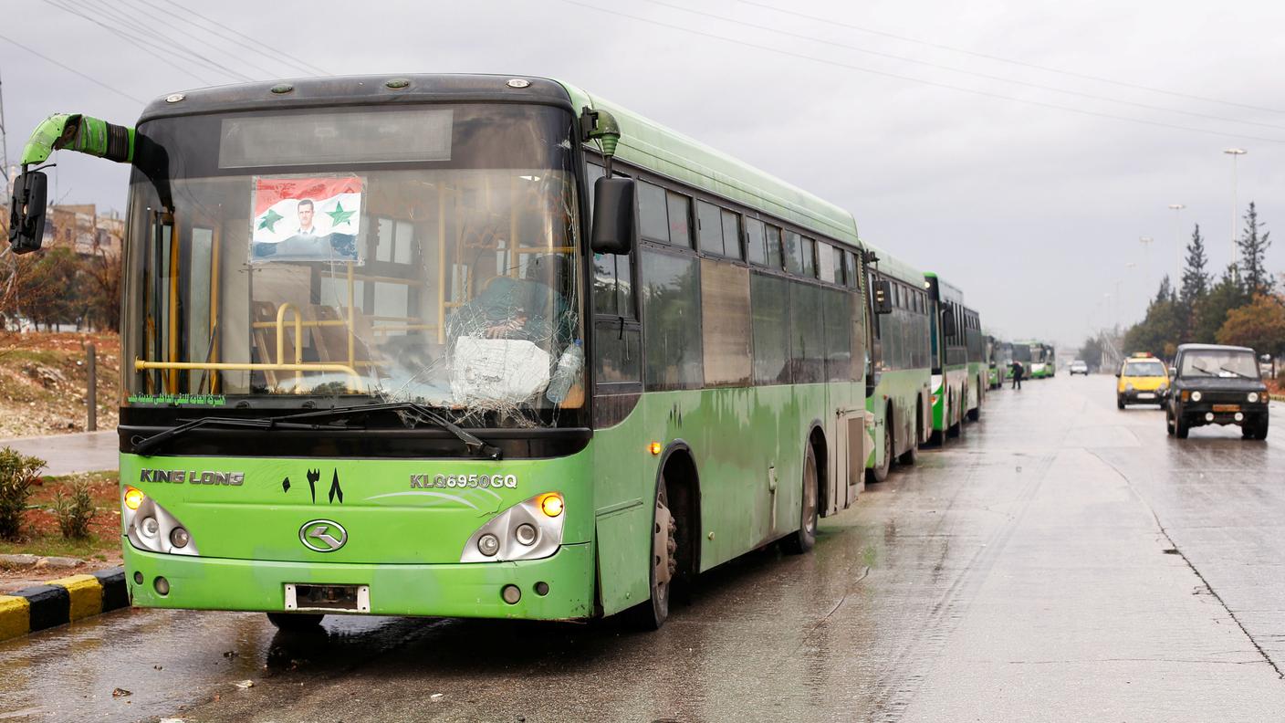 Tanti bus potranno portare via i cittadini di Aleppo alle 5.00 di giovedì