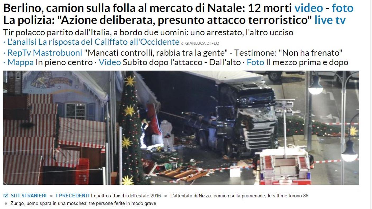 L'apertura del sito online de La Repubblica