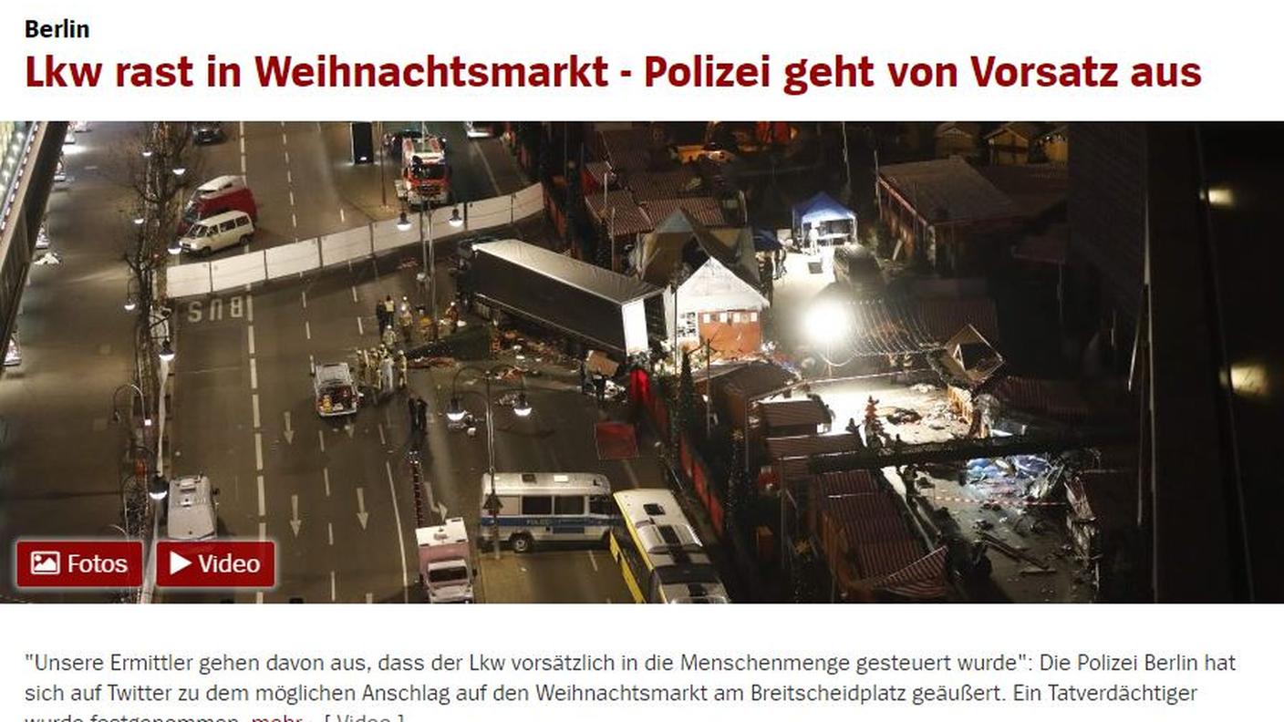 La prima pagina dello Spiegel online
